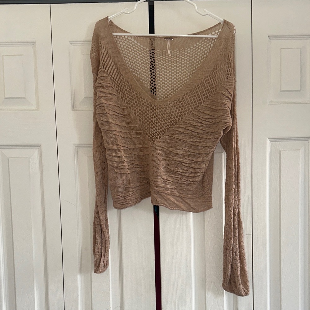 Free People Light Tan Knit Top